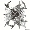 Drawn bow and arrow weapon tattoo design idea