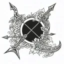 Drawn bow and arrow weapon tattoo design idea