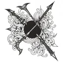 Drawn bow and arrow weapon tattoo design idea