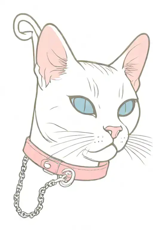 cat like Sissy Slave Pink Leather Collar With Chain Leash Short Dark Brown Hair Blue Eyes Flat Chest Tattoo  tattoo design idea