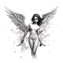 nude female angel tattoo design idea
