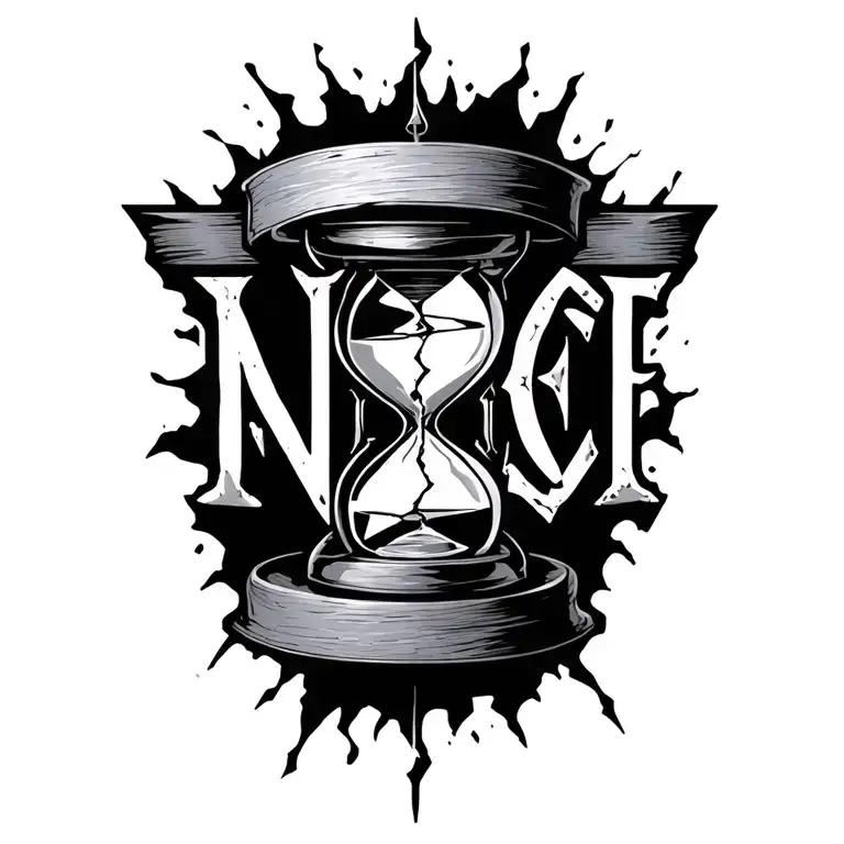 "Temet Nosce" broken hourglass tattoo design idea