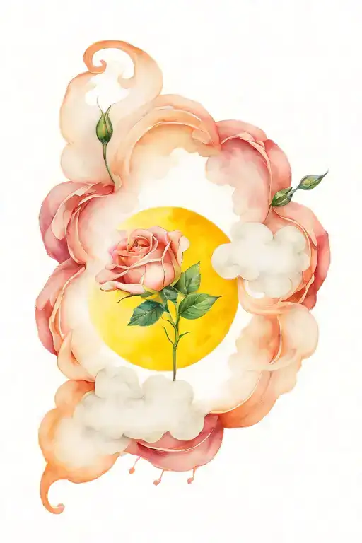 Mbk roses clouds moon loyalty   tattoo design idea