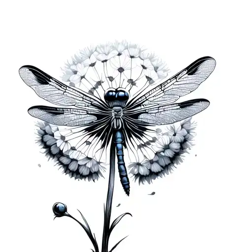 Dragonfly Dandelion tattoo design idea