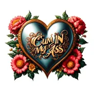 hearts and flowers "CUM IN MY ASS" tattoo design idea