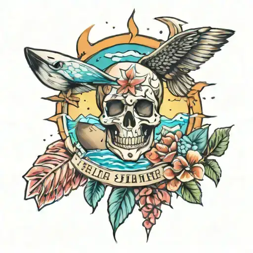 summer and beach; summer forever tattoo design idea
