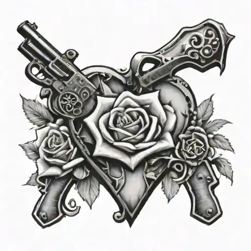 heart, guns n roses tattoo design idea