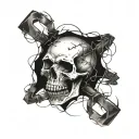 skull opening its mouth surrounded by barbed wire tattoo design idea