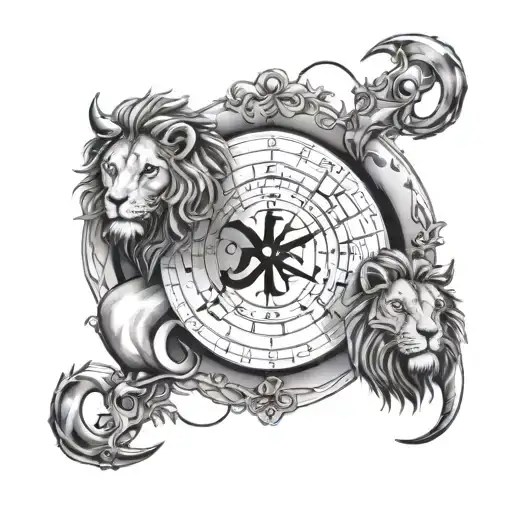 Zodiac tattoo with Gemini, Leo and Scorpio in one finelinetatto tattoo design idea