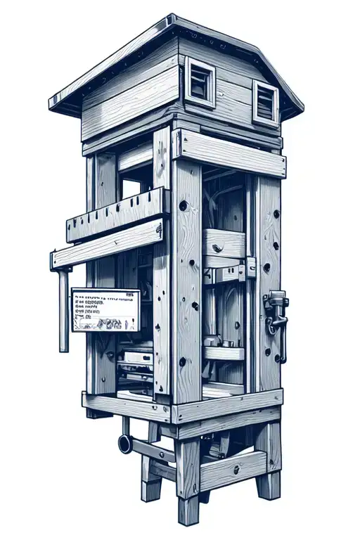 Create a detailed blueprint of a challenging carpentry project tattoo design idea