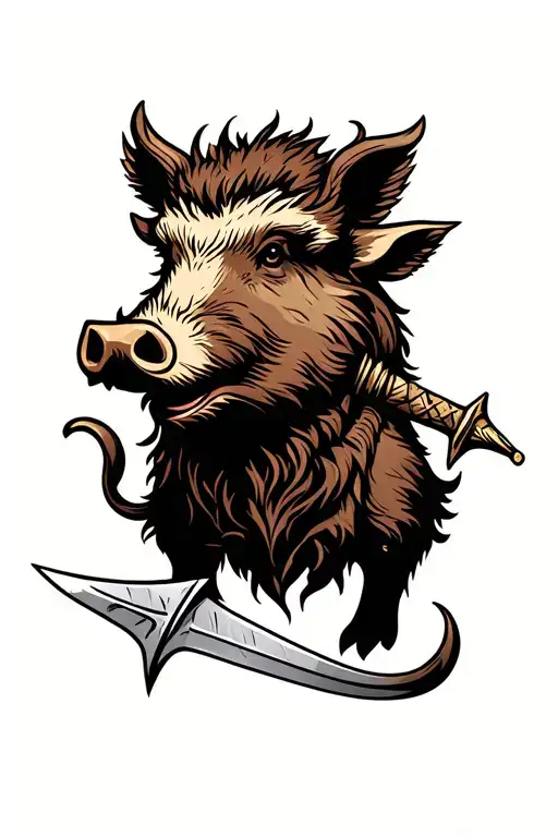 Boar and dagger tattoo design idea