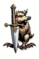 Boar and dagger tattoo design idea
