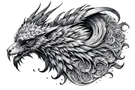 Creative mythical grey tattoo design idea