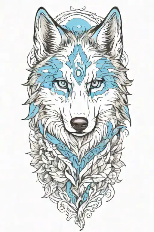 cherokee wolf pup blue merle anime tattoo design idea
