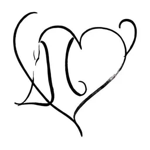 cursive initial L and a heart shape tattoo design idea