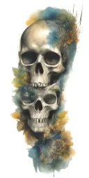 add galaxies to skull eye sockets tattoo design idea