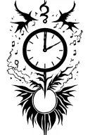time and music and lightning storm and nature and creature tattoo design idea