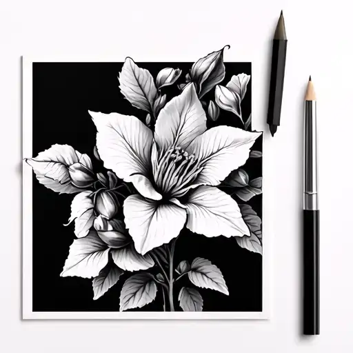 Clematis flower blooming tattoo design idea