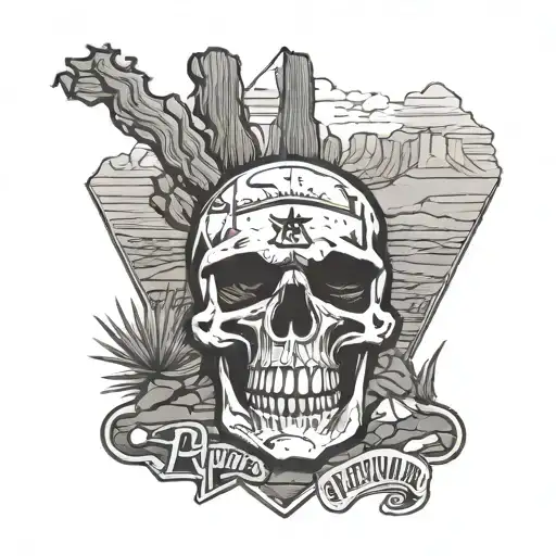 highway sign arizona desert in skull tattoo design idea