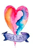 fuck love heart break pain hurt tattoo design idea