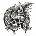 skull pineapple tattoo design idea