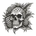 skull pineapple tattoo design idea