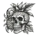 skull pineapple tattoo design idea