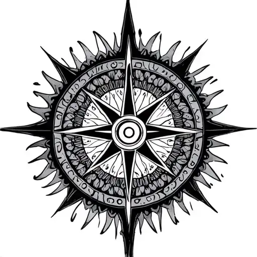 mandala compass surrounded tattoo design idea