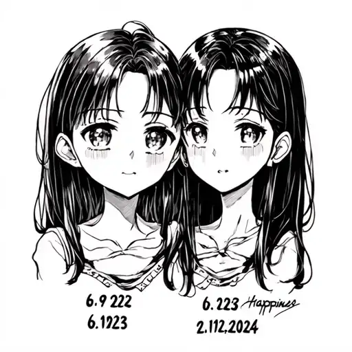 a small tattoo that represents my emotions, sadness and happiness. inckude the dates 6/9/2023 and 2/12/2024 tattoo design idea
