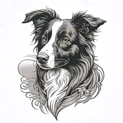 border collie tattoo design idea
