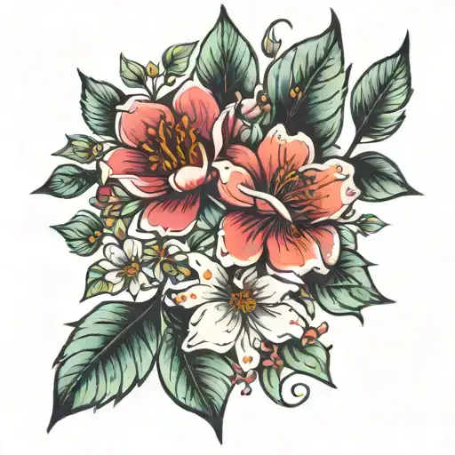 birth month flowers tattoo design idea