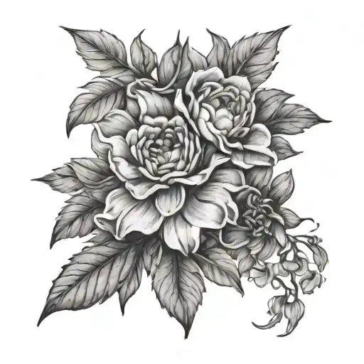 September And August Birth Flower tattoo design idea