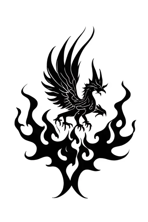 coverup Phoenix rising from flames tattoo design idea