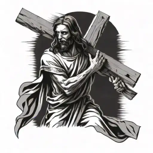Jesus carrying the cross tattoo design idea