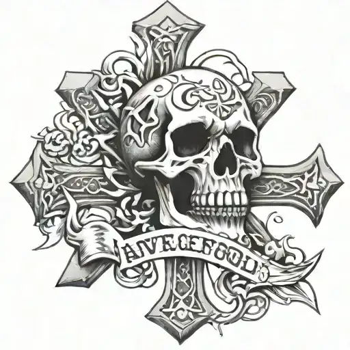 Avenged Sevenfold cross bones with A 7 X written inside tattoo design idea