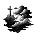 crosses by the wrist with dark clouds tattoo design idea