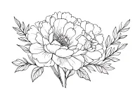 peonies, snowdrop flower and carnations  tattoo design idea