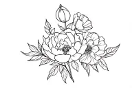 peonies, snowdrop flower and carnations  tattoo design idea