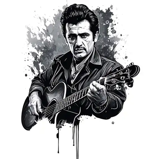 simple Johnny cash outline tattoo design idea