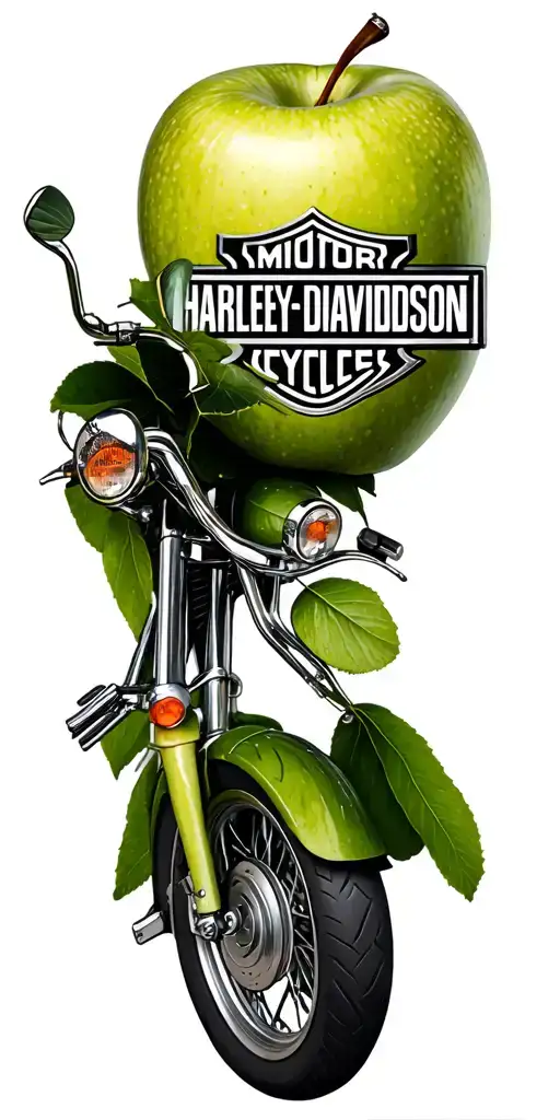 green apple harley davidson tattoo design idea