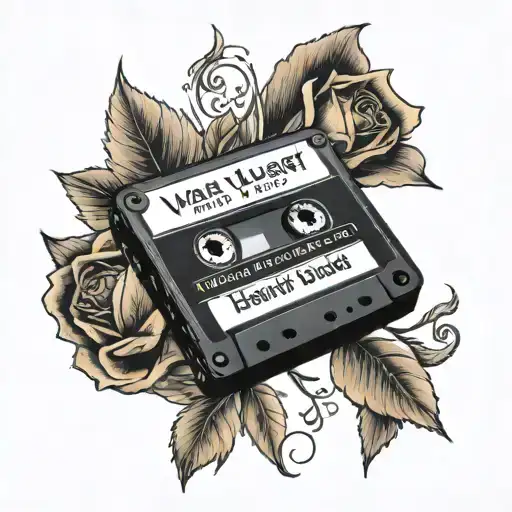 cassette tape with lyrics from the song "When you grow up your heart dies" tattoo design idea
