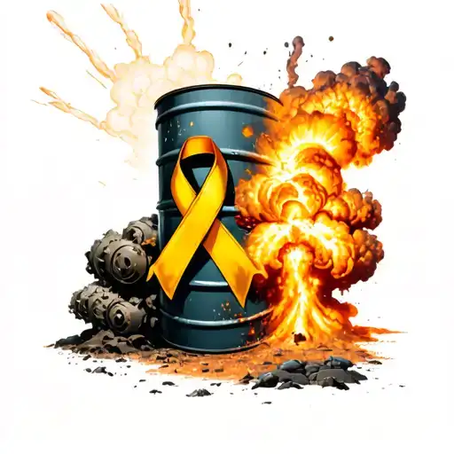 My Dads A warrior, toxic waste barrel,nuclear explosion, leukemia cancer ribbon tattoo design idea