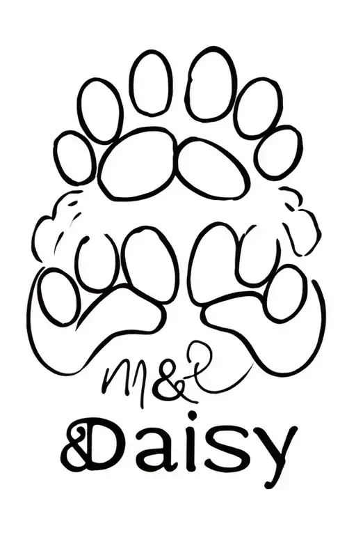"Maple & Daisy" 2 dog paws cute style tattoo design featuring tattoo design idea