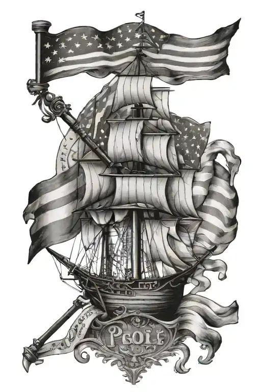 American flag we the peoole 1776 tattoo design idea