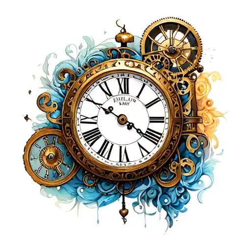 down the arm sleeve steampunk clock inspired tattoo tattoo design idea