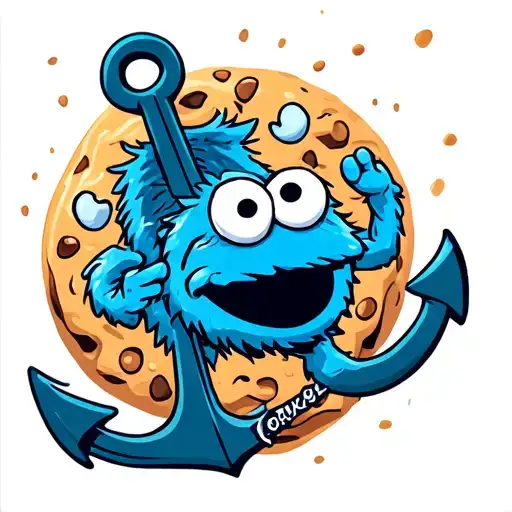 Cookie Monster with an anchor intertwined tattoo design idea