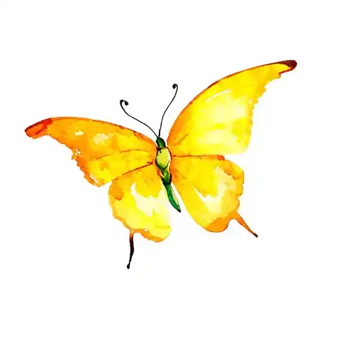 yellow butterfly with a humming bird tattoo design idea