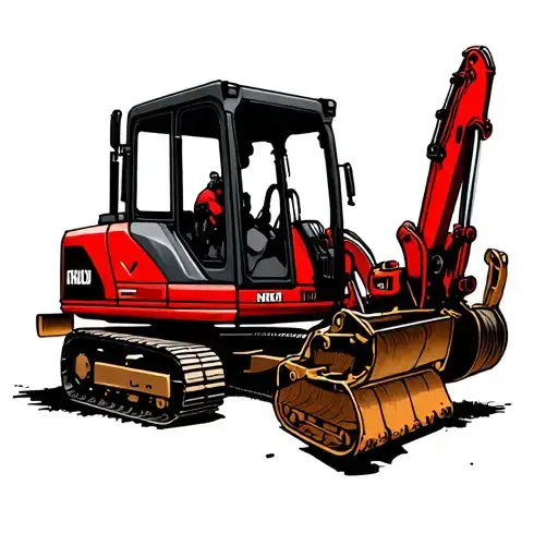 Dead Pool tattoo combined with an excavator tattoo design idea