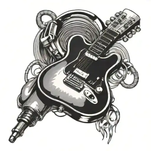 mic headphones guitar mixer music tattoo design idea