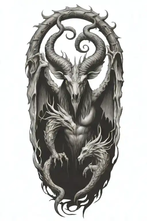 baphomet fire dragon tattoo design idea